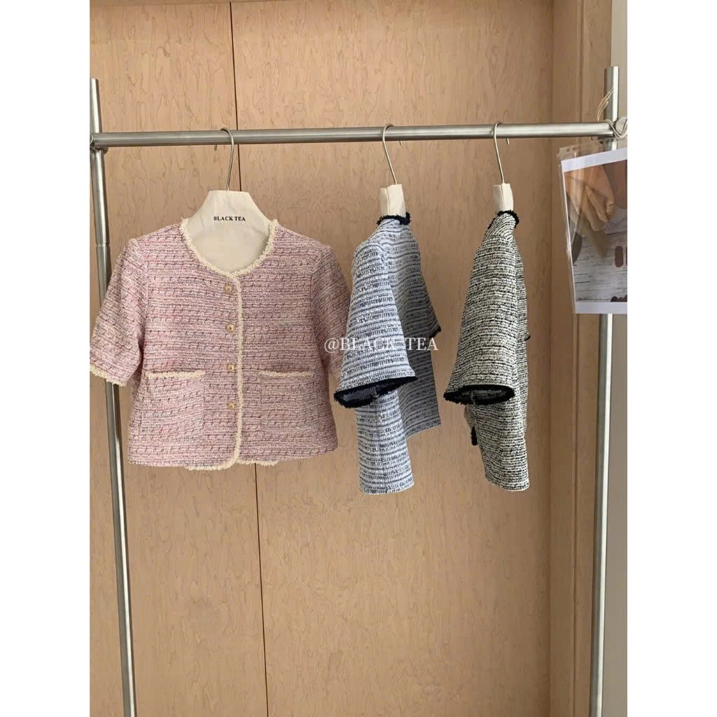[BLACK TEA] Áo khoác ngắn phong cách Hàn Quốc cho size nhỏ Chanel style